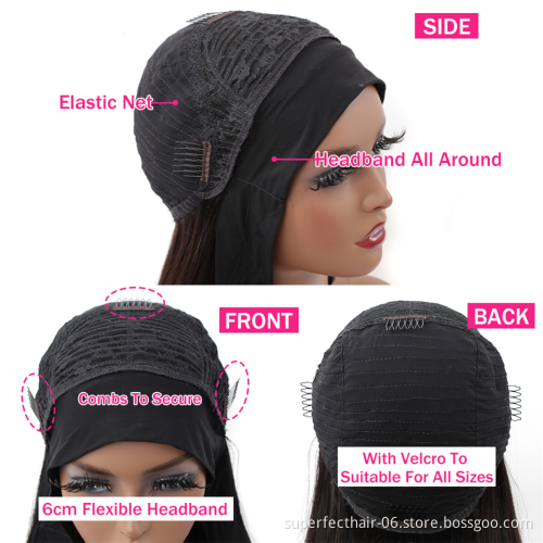 Wholesale Fashion Short 8inch-14inch  Headband Wig Water Wave Bob Wig Human Hair Headband Wigs For Black Women